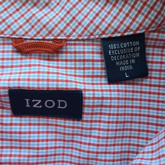 Izod Men's Classic Short Sleeve Button Down Shirt, Size: Large Color:  Red - Picture 5 of 11